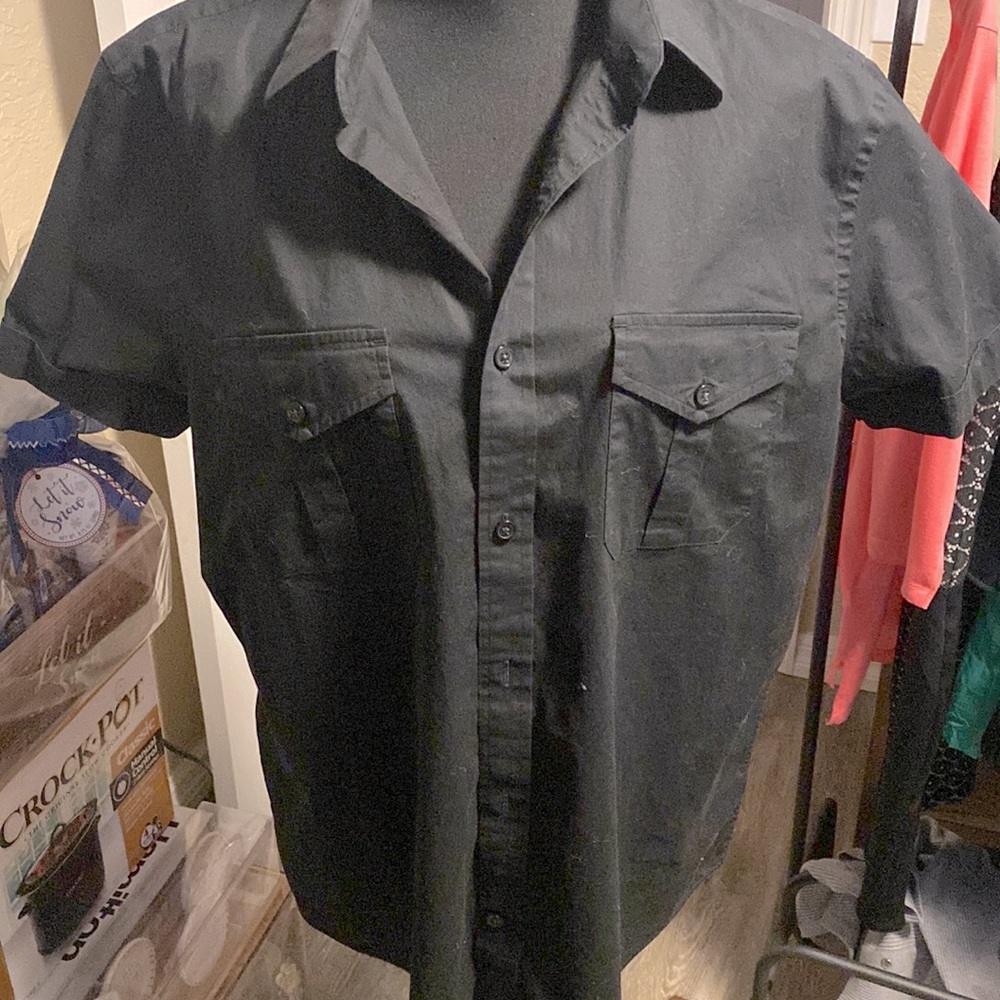 Ladies Black Modern Fit button up top